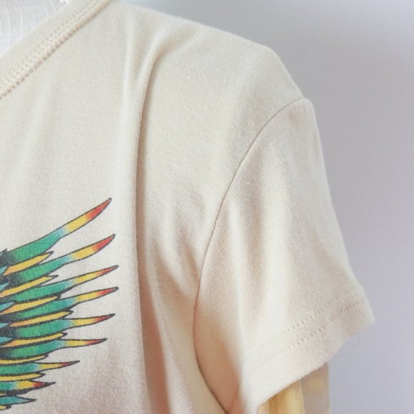 Vintage Y2K Harley Davidson Tan Cream Tee with Tattoo Sleeve Mesh Large - Picture 10 of 13